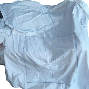 Anne de Solene Paris France blue embroidered stripe TWIN duvet cover + EURO SHAM